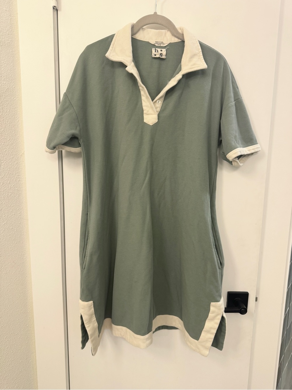 Harper Sage Play Dress Green Polo-Style with Cream Trim